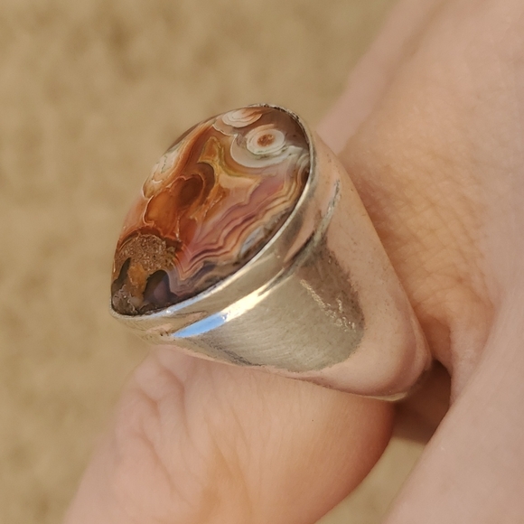 New Men's Crazy Lace Agate 925 Silver Ring. - Picture 4 of 15